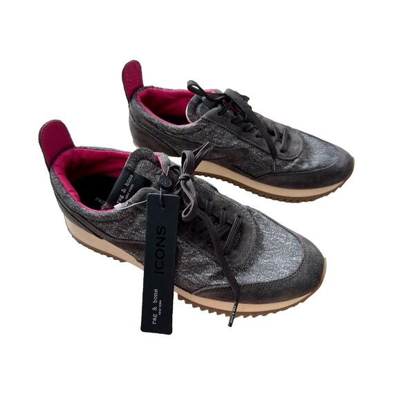 Rag & Bone Retro Runner Trainer In Grey Denim ( 38 )
